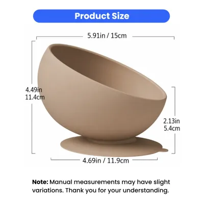 Silicone slow feeder dog bowl size chart with inch and centimeter measurements