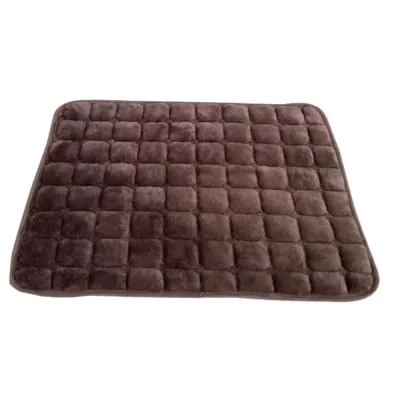 Dark Brown Warm Pet Bed Mat Dark brown warm pet bed mat with thick quilted plush surface for indoor pet comfort.