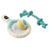 3-piece dog plush toy set with soft racket, tennis ball and cotton rope for chewing, tugging and fetch play
