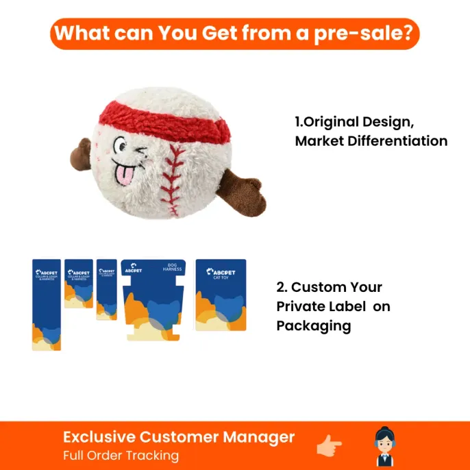 Pre-sale service for wholesale baseball plush dog toy with private label packaging and order tracking