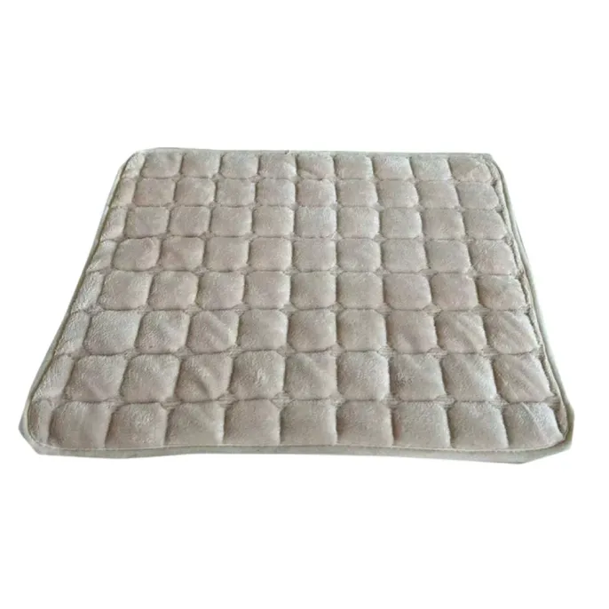 Khaki Quilted Pet Bed Mat Khaki quilted warm pet bed mat with soft plush texture and padded comfort design.