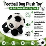 Squeaky Football Plush Dog Toy Features Football plush dog toy with multi-texture fabric, built-in squeaker, and cute football styling