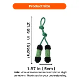 Dog rope plush toy size measurement showing 21.65 inch length and 1.97 inch width