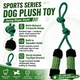 Sports series dog plush toy jump rope style with knotted rope and squeaker for interactive chewing play