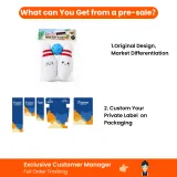 Dog plush toy pre sale service showing original design support and custom private label packaging options