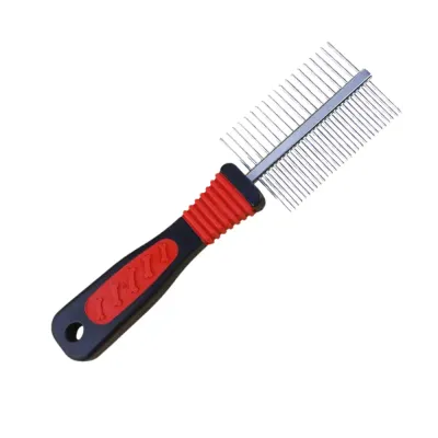 dual sided pet comb for dogs and cats with stainless steel teeth