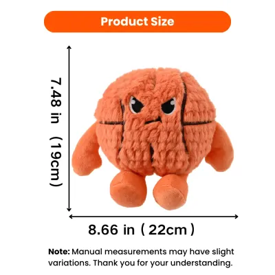 Basketball Dog Toy Size 22cm x 19cm Basketball plush dog toy size measurement showing 22cm width and 19cm height dimensions