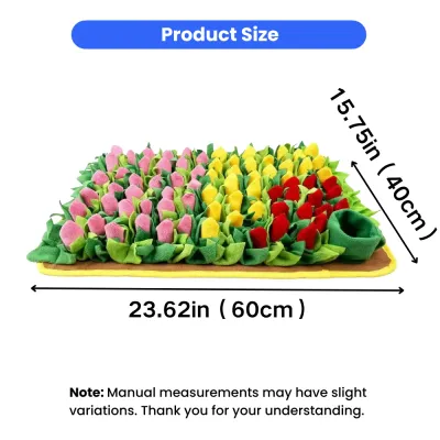 60cm x 40cm dog snuffle mat size with colorful fleece strips for nose work training and enrichment