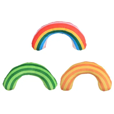 Rainbow Plush Cat Toy Available in Multiple Colors Colorful rainbow plush cat toy available in green, orange, and rainbow colors