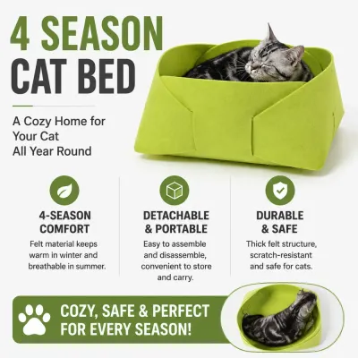 Cozy 4 Season Cat Bed for Year Round Comfort cozy 4 season cat bed made with durable felt material for cats