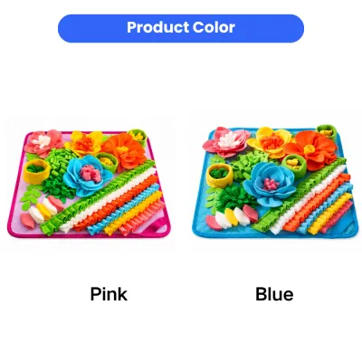 Pink and Blue Dog Snuffle Mat Color Options Pink and blue dog snuffle mat color options with flower design and multiple sniffing areas