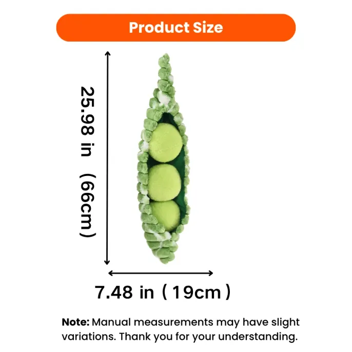 Giant Pea Pod Dog Toy Size 66cm x 19cm Giant pea pod dog plush toy size 66cm 19cm for large dogs