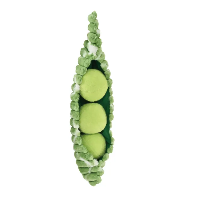 Detachable Pea Pod Dog Toy with Three Plush Balls Detachable pea pod plush dog toy with three green plush balls