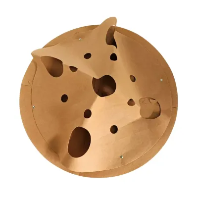 Large felt foldable cat tunnel with multiple openings for cats