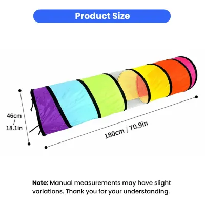 Large Foldable Cat Tunnel Size 180cm x 46cm Large rainbow cat tunnel measuring 180cm long and 46cm wide for cats