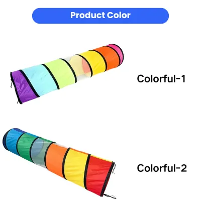 Colorful Rainbow Cat Tunnel Color Options Foldable rainbow cat tunnel available in multiple colorful designs for cats
