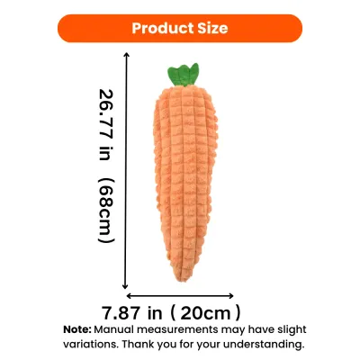 Giant Carrot Plush Dog Toy Size 26.77 Inches Giant carrot plush dog toy size measurement 26.77 inches long