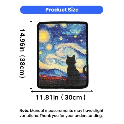 Oil Painting Sisal Cat Scratch Pad Size Blue oil painting sisal cat scratch pad measuring 14.96 by 11.81 inches