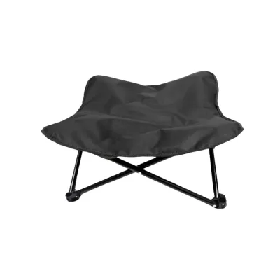 Black portable elevated pet cot with breathable fabric and lightweight foldable frame