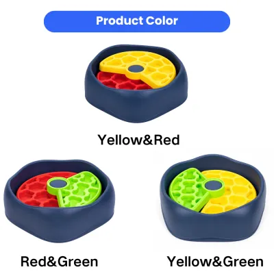 Dog Puzzle Feeder Bowl Color Variations dog puzzle feeder bowl color variations yellow red green and rotating design