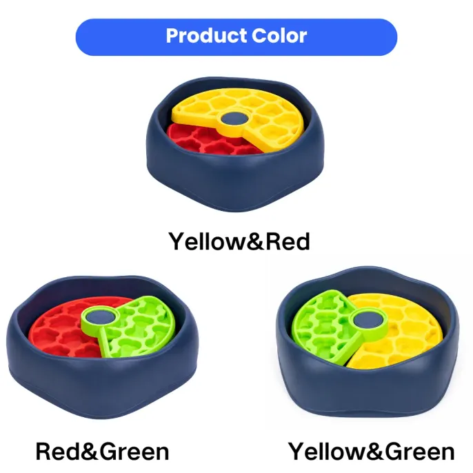 Dog Puzzle Feeder Bowl Color Variations dog puzzle feeder bowl color variations yellow red green and rotating design