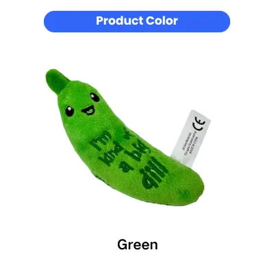 Green Dill Pickle Cat Toy Color Display Green dill pickle cat toy color option in plush material