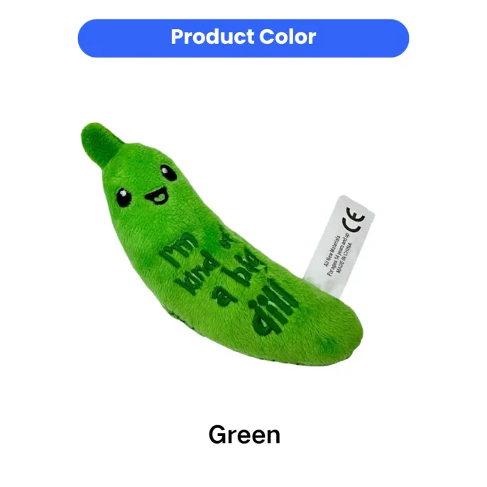 Green Dill Pickle Cat Toy Color Display Green dill pickle cat toy color option in plush material