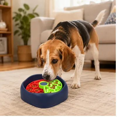 Dog Enrichment Bowl for Slow Feeding and Mental Stimulation dog using puzzle feeder bowl for slow eating and mental enrichment indoors