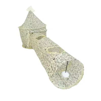 Foldable Cat Tunnel House for Indoor Cats Foldable cat tunnel house with soft fabric design for indoor cats
