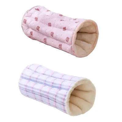 Pink and purple warm cat tunnel bed options with soft plush lining for cats