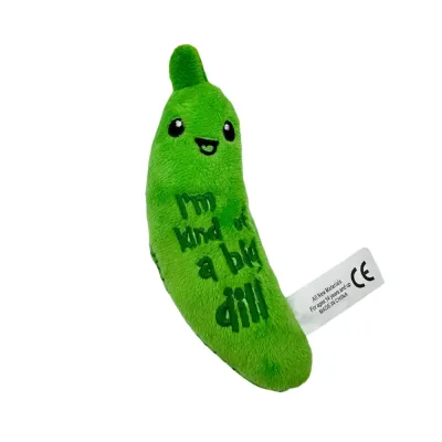 Green Dill Pickle Plush Cat Toy Product Image Green dill pickle plush cat toy with cute design for cats