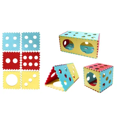 DIY Felt Cat Tunnel Shapes for Interactive Cat Play DIY felt cat tunnel showing triangle, cube, and rectangular configurations for cats