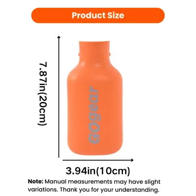 Portable dog water bottle size guide showing 7.87 inch height and 3.94 inch width