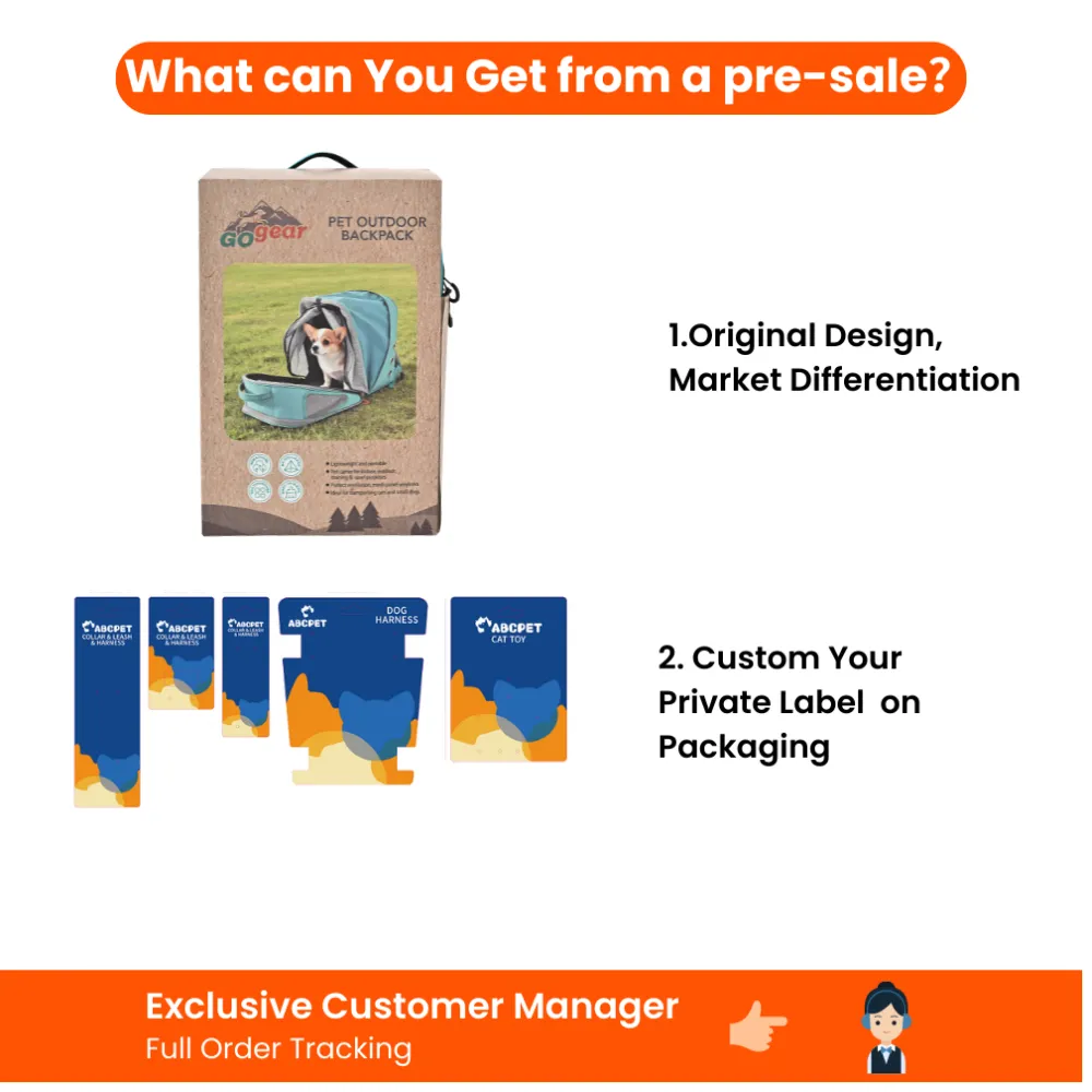Private Label Pet Backpack Pre-Sale Service Pet backpack pre-sale service offering original designs, custom packaging and order tracking