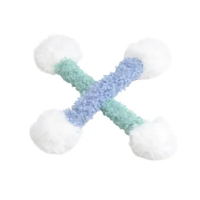 Blue and Green Fluffy Tug Stick Plush Cat Toys Set Blue and green fluffy tug stick plush cat toys displayed together on a white background