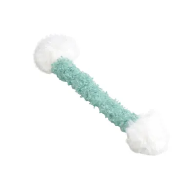 Green Fluffy Tug Stick Plush Cat Toy White Background Green fluffy tug stick plush cat toy isolated on a white background