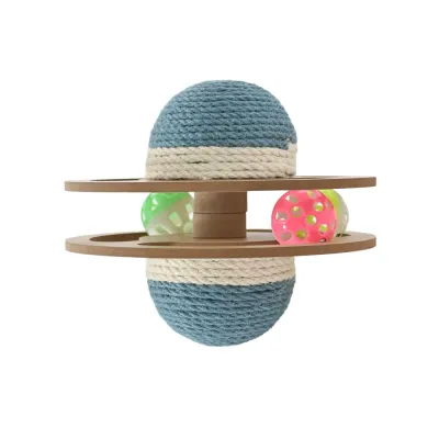 Double Layer Wooden Track Cat Toy for Cats Double-layer wooden track cat toy with sisal ball and rolling bell balls