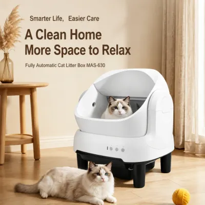 Modern Home Smart Automatic Cat Litter Box for Cats Smart automatic cat litter box used in a modern home with cats for easy self cleaning care
