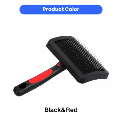 Black and Red Pet Grooming Brush Color Black and red pet grooming slicker brush displayed on a white background