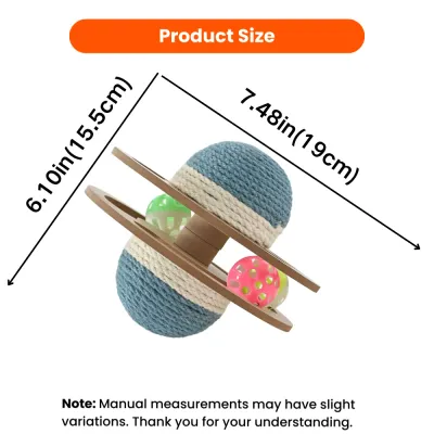 Rolling Cat Toy Size and Dimensions Guide Rolling cat toy dimensions showing 7.48 inch product length and 6.1 inch height