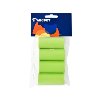 Green biodegradable dog poop bags four roll set for pet stores