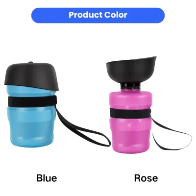 Portable Dog Travel Water Cup Colors – Blue & Rose Pink Blue and rose pink portable dog travel water cups with fold-out drinking bowls and carrying straps
