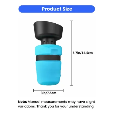 Portable Dog Water Cup Size – 5.7 × 3 Inches Size guide for a portable dog travel water cup measuring 5.7 inches high and 3 inches wide