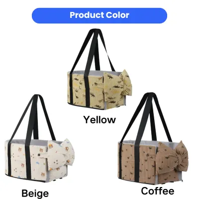 Dog Car Carrier Bag Color Options Dog car carrier bag available in yellow, beige and coffee color options with decorative bow pillow