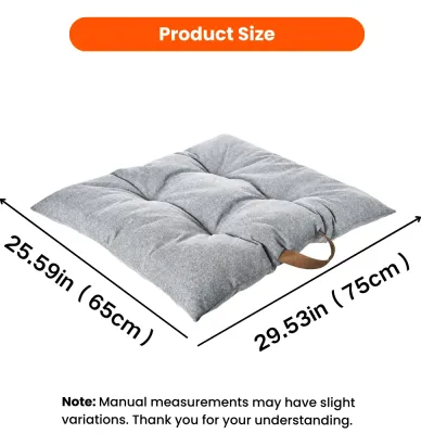Gray Dog Mat Size 29.53 by 25.59 Inches Size diagram of a gray padded dog mat measuring 29.53 by 25.59 inches or 75 by 65 centimeters