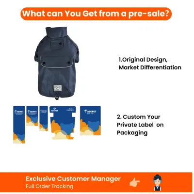 Private Label Dog Raincoat Pre-Sale Service Dog raincoat pre-sale program featuring original product design, private label packaging and order tracking support.