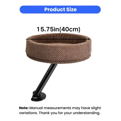 Brown clamp-on desk cat bed measuring 15.75 inches or 40 centimeters in diameter
