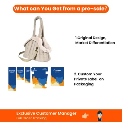 Custom dog carrier bag pre-sale service with original product design, private label packaging and order tracking.