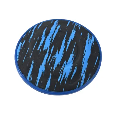 Blue Solid EVA Dog Flying Disc Close-up product image of a blue and black solid EVA dog flying disc on a white background.