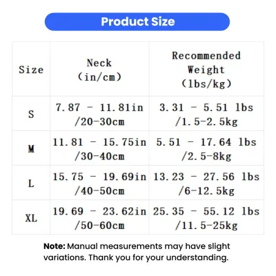 Halloween Pet Collar Size Chart Halloween pet collar size chart with S M L and XL neck measurements